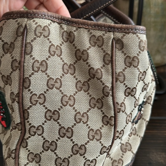 Gucci Princy GG Canvas & Leather Tote Bag Sherry Line with Patches - Picture 10 of 17